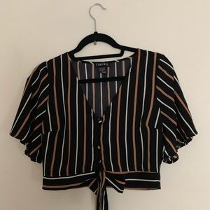 Cropped Pinstripped Top - Sz M